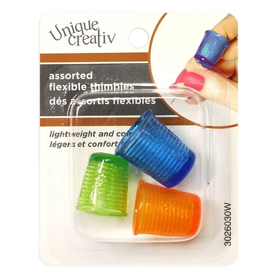 Unique Creativ Flexible Thimbles, 3 sizes/colours