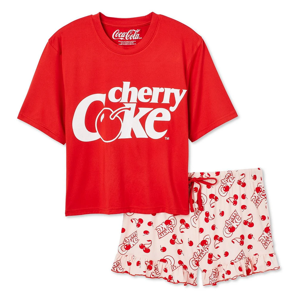 Coca-Cola Women's Cherry Coke Pajama 2-Piece Set, Sizes XS-XL