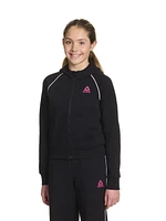 Reebok Girls "Starter" Zip-Up Cropped Hoodie with Piping and Pockets, Sizes 4-16