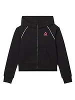 Reebok Girls "Starter" Zip-Up Cropped Hoodie with Piping and Pockets, Sizes 4-16