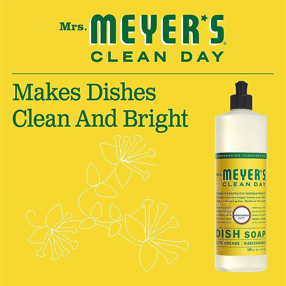 Mrs. Meyer's Clean Day Dish Soap, Dishwashing Liquid, 473ml, Honeysuckle