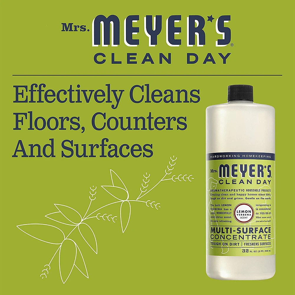 Mrs. Meyer’s Clean Day multi-surface concentré nettoyant tout usage, 946ml, verveine citronnée Enlève collé sur saleté- 946ml
