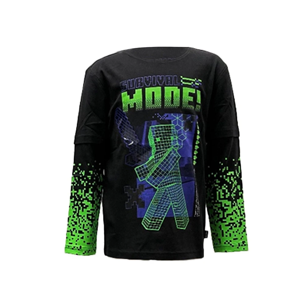 Minecraft Boys Survival Steve Long Sleeve Twofer