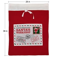 Holiday Time 1 Piece Santa Sack Christmas Jumbo Bags with Drawstring 28”x36” for Large Xmas Package Storage