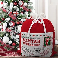 Holiday Time 1 Piece Santa Sack Christmas Jumbo Bags with Drawstring 28”x36” for Large Xmas Package Storage