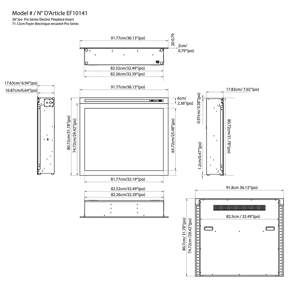 ActiveFlame Electric Fireplace Insert, 36IN