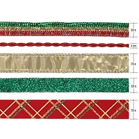 Holiday Time Red Green Gold Metallic Tower Ribbon 45 feet