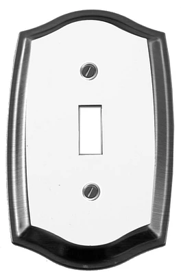 Atron Electro Industries Astoria Toggle Wall Plate - White / Chrome