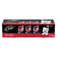 Cesar Adult Classic Loaf In Sauce Beef Selects Variety Pack Soft Wet Dog Food, 24x100g