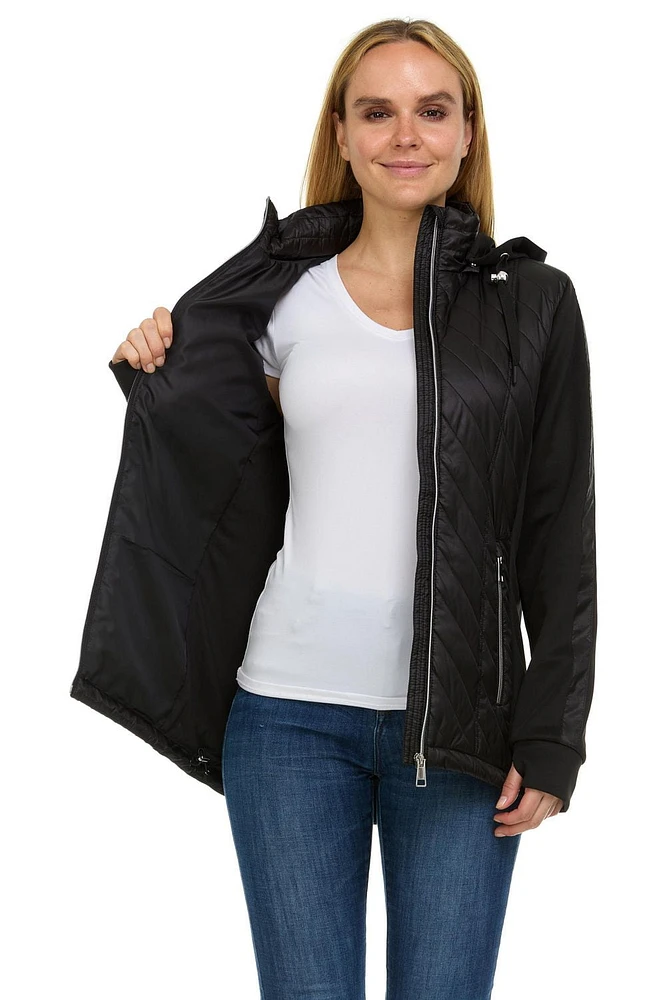 Swiss Tech Ladies Quilted Mixed Media Jacket