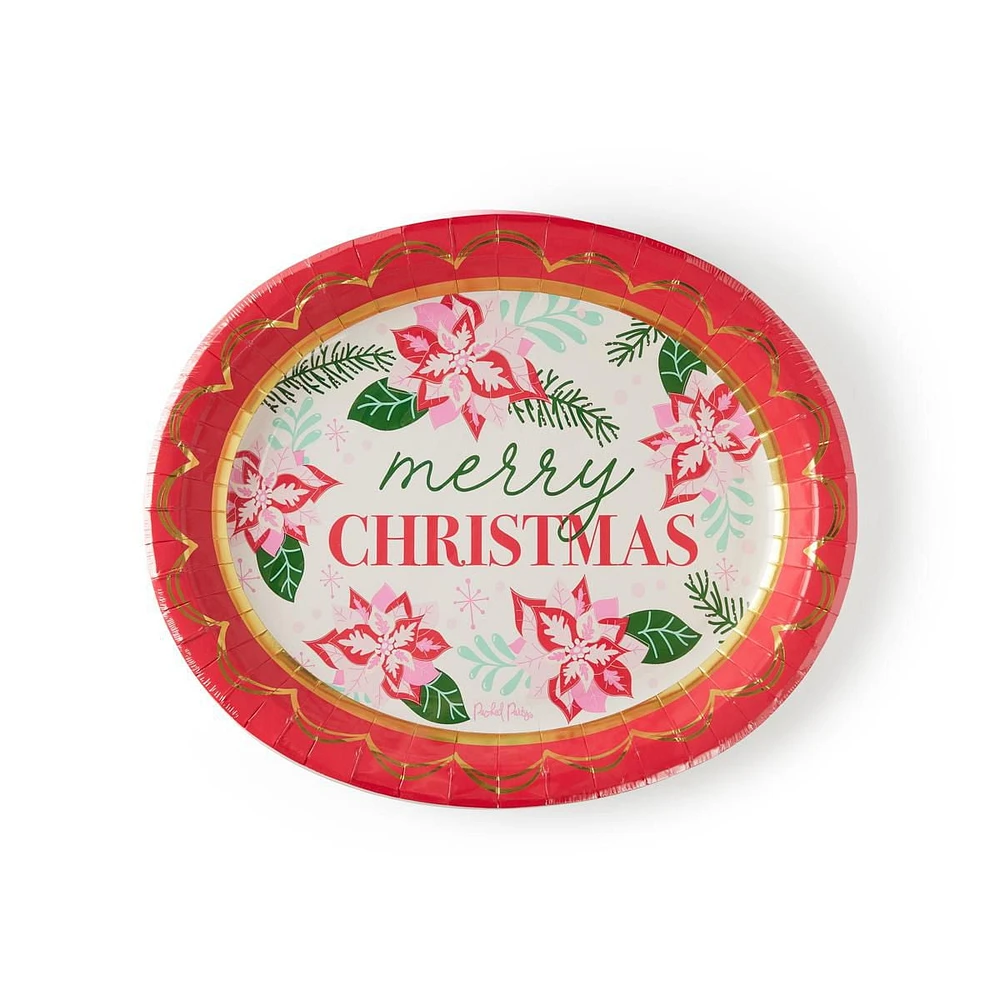 Packed Party, "Merry Christmas" Holiday Oversized Oval Plate, 8CT., 8ct Oval Plates