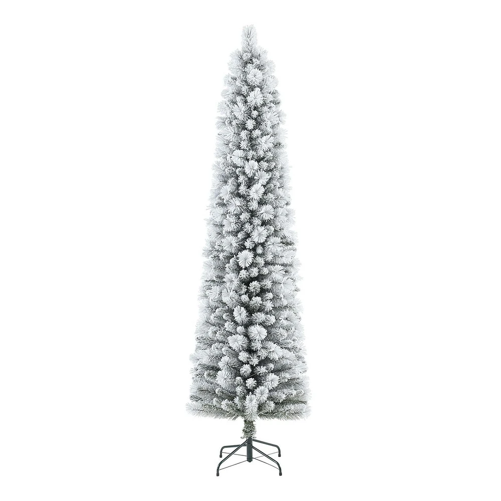 Holiday Time 7' Pre-lit Flocked Colorado Slim Tree, Green