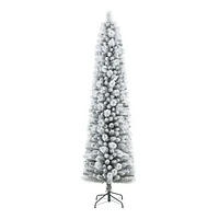 Holiday Time 7' Pre-lit Flocked Colorado Slim Tree, Green