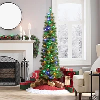 Holiday Time 7' Pre-lit Somerset Pine Pencil Tree, Green