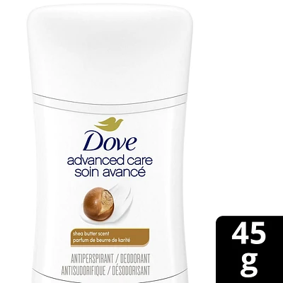 Antisudorifique désodorisant pour femme Dove Soin Avancé Parfum de Beurre de Karité avec technologie pro-céramides pour une peau douce et résistante 45g
