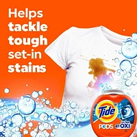 Tide 4-n-1 Ultra Oxi PODS Laundry Detergent Pacs, HE Compatible, Built in Pre-treater for Stains, 23CT