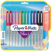 Paper Mate Flair Felt Tip Pens, Ultra Fine Point (0.4 mm), Assorted Colours, 12 Count, Felt tip markers