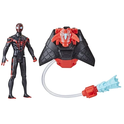 Marvel Spider-Man Aqua Web Warriors, figurine Miles Morales de 10 cm avec accessoire à jet d'eau réutilisable