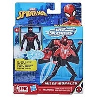 Marvel Spider-Man Aqua Web Warriors 4-Inch Miles Morales Action Figure with Refillable Water Gear Accessory