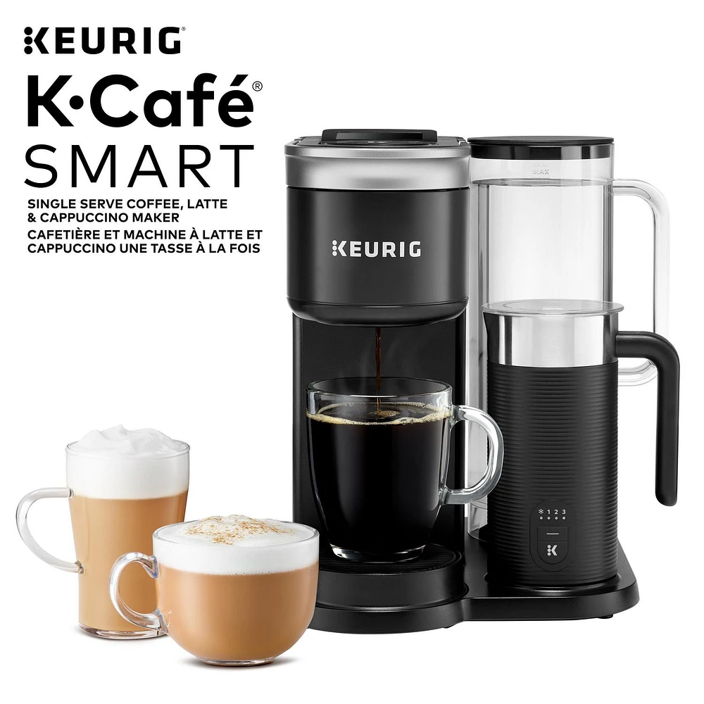 Keurig K-Café SMART, Single Serve K-Cup Pod Coffee, Latte and Cappuccino Maker, Black