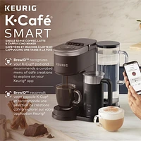 Keurig K-Café SMART, Single Serve K-Cup Pod Coffee, Latte and Cappuccino Maker, Black