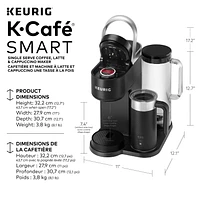 Keurig K-Café SMART, Single Serve K-Cup Pod Coffee, Latte and Cappuccino Maker, Black