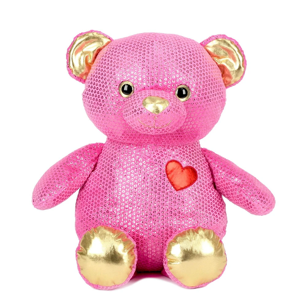 Way to celebrate! Soft Sequin Teddy Bear Pink Stuffed Toy