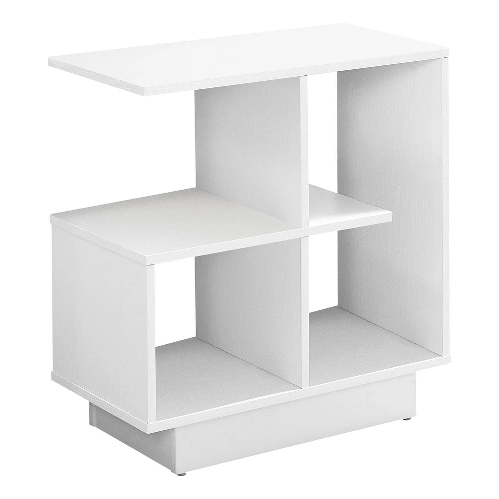 Monarch Specialties Accent Table, Side, End, Narrow, Small, 3 Tier, Living Room, Bedroom, Laminate, White, Contemporary, Modern