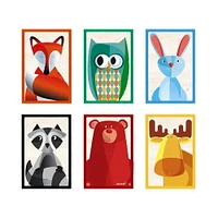 Janod Animal Portrait Wood Blocks - 6-Piece Solid Wood Construction Game for Toddlers - 12 months +