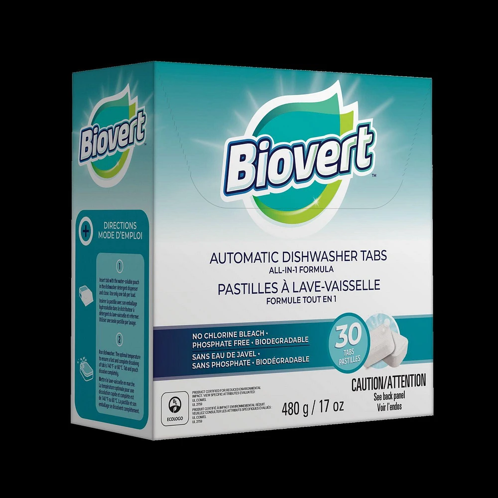 BIOVERT All-in-One Dishwasher Tabs, 30 units x 16 g