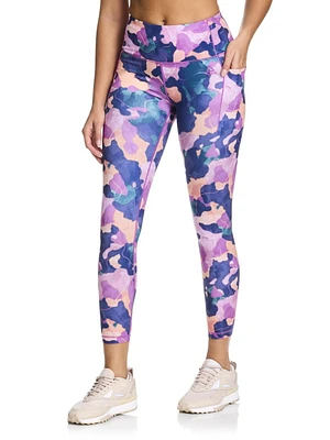 Reebok Women’s ‘Reflex’ High-Rise 25” Inseam 7/8 Printed Leggings with Pockets