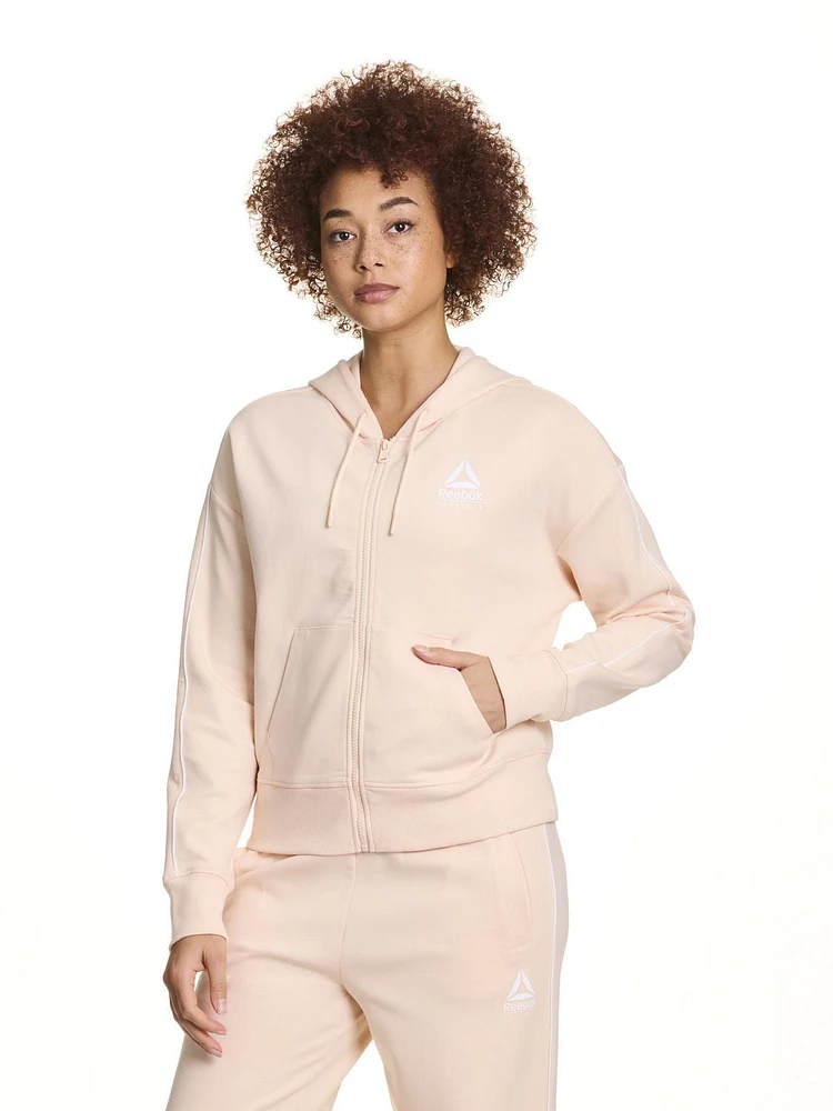 Reebok Women’s Practice Full-Zip Cropped Hoodie With Pockets