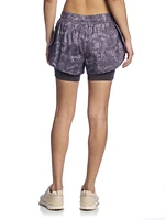 Reebok Women’s ‘Sprinter’ 2-in-1 High Performance Printed Shorts with Compression