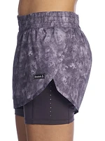 Reebok Women’s ‘Sprinter’ 2-in-1 High Performance Printed Shorts with Compression