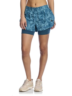Short imprimé haute performance 2 en 1 « Sprinter » pour femme de Reebok, avec compression