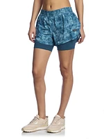 Reebok Women’s ‘Sprinter’ 2-in-1 High Performance Printed Shorts with Compression