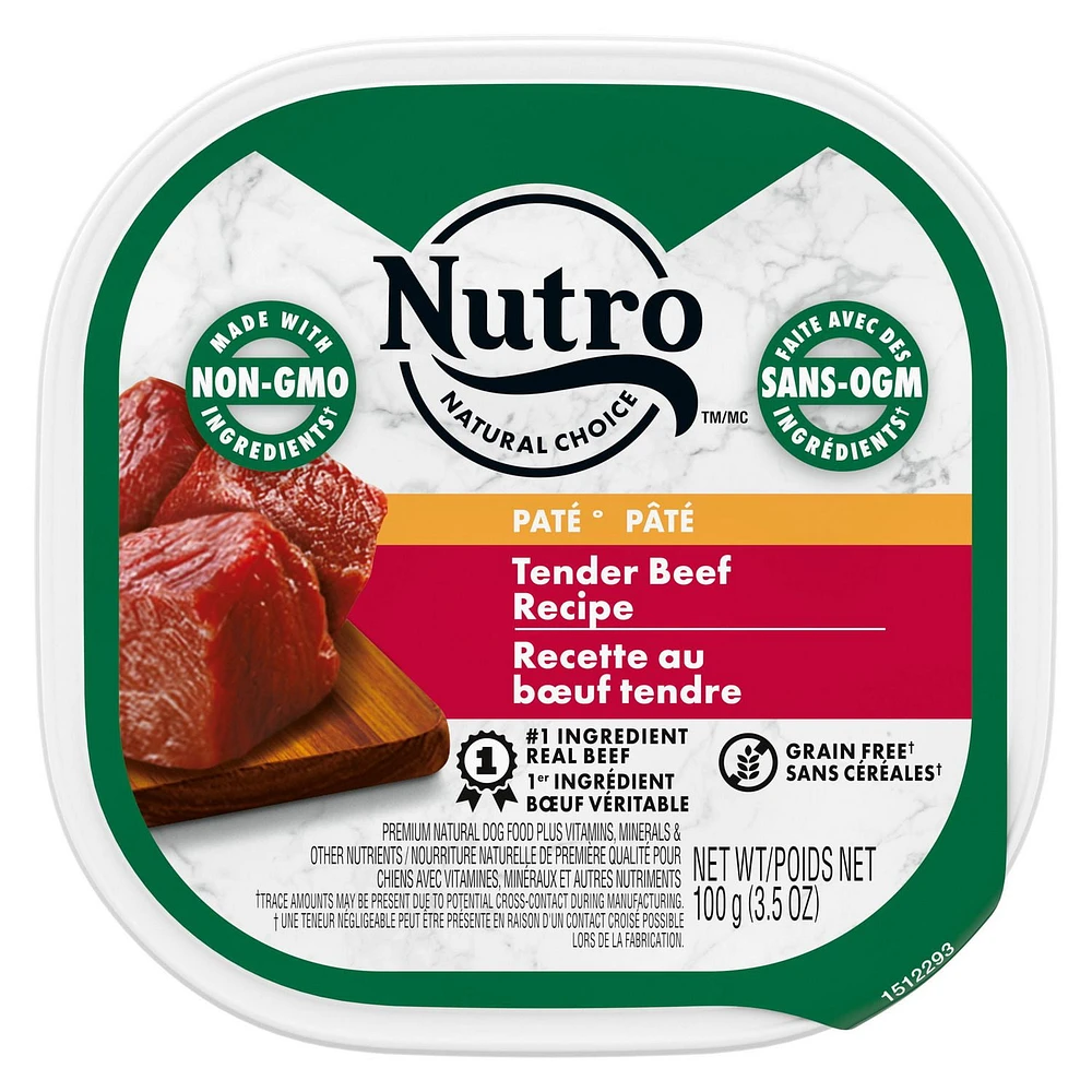 Nourriture humide sans céréales pour chiens Nutro Pâté Recette au bœuf tendre 100g