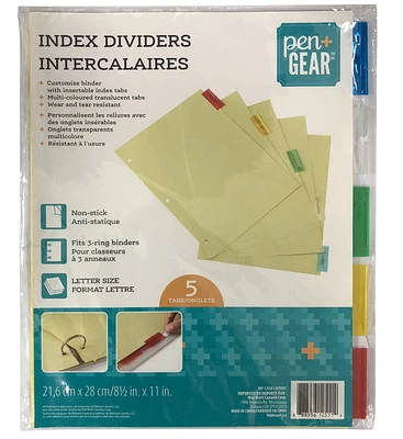 PEN+GEAR Pen + Gear Letter Size Index Dividers, 5 tabs, 8.5"x 11"