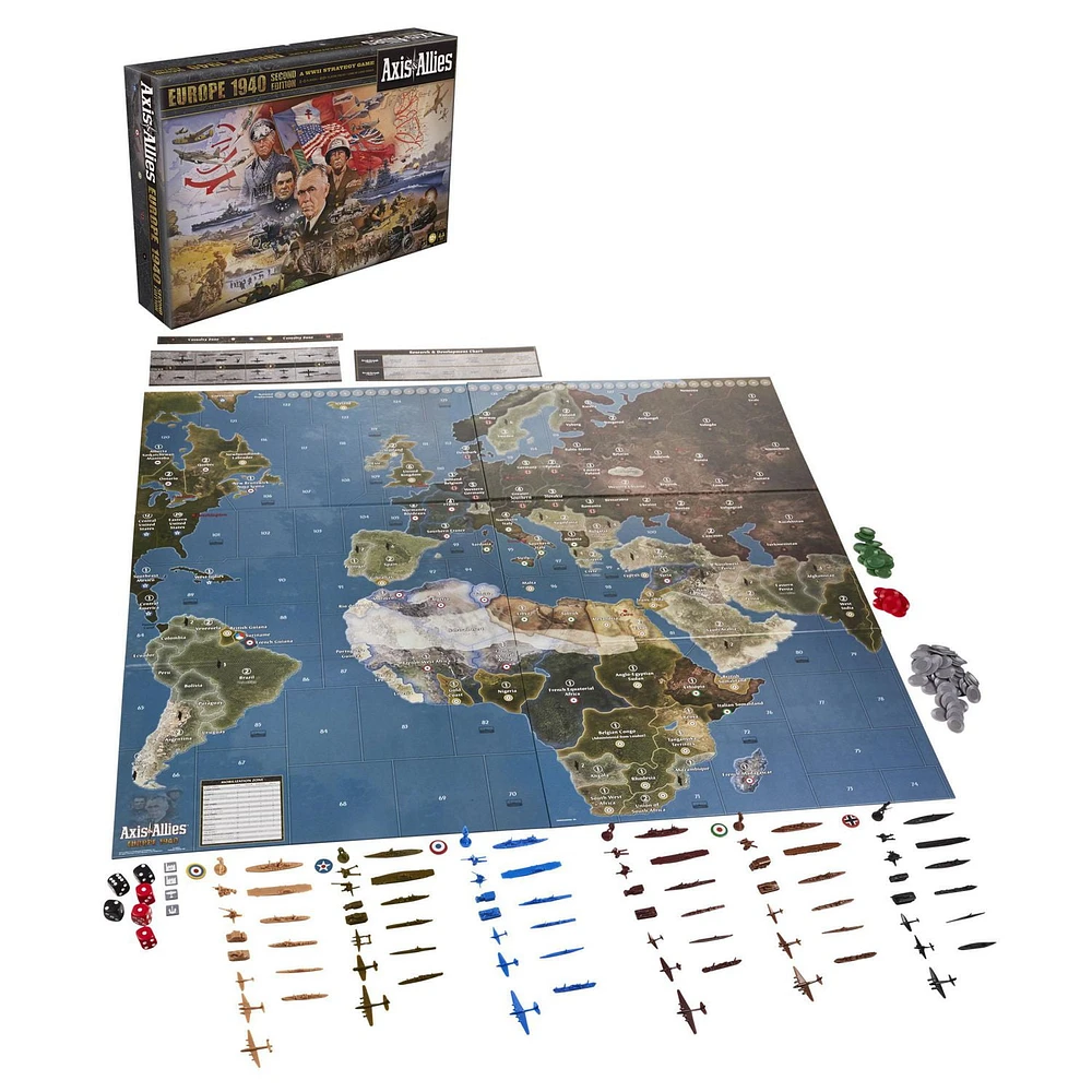 Avalon Hill Axis & Allies Europe 1940 Second Edition WWII Strategy Board Game, With Extra Large Gameboard, Ages 12 and Up, 2-6 Players