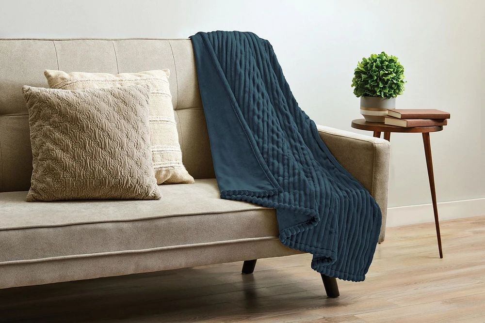 Sunbeam Heated Ribbed Velvet Throw