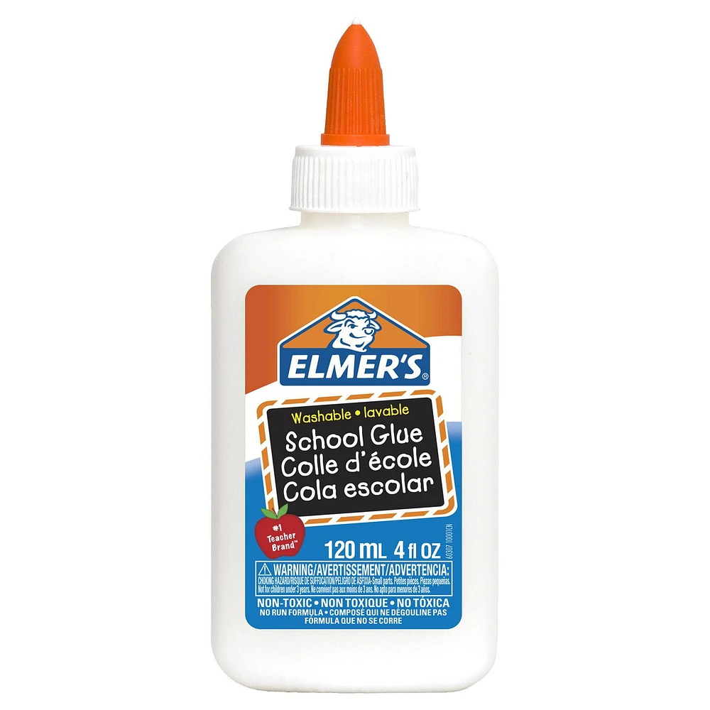 Elmer's Liquid School Glue, Washable, Great for Making Slime, 120 mL, Washable School Glue