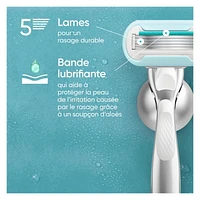 Cartouches de rechange de rasoir Gillette Venus Extra doux Sensible pour femmes pour peau sensible, cartouches de rechange à 5lames, 6unités 6CT