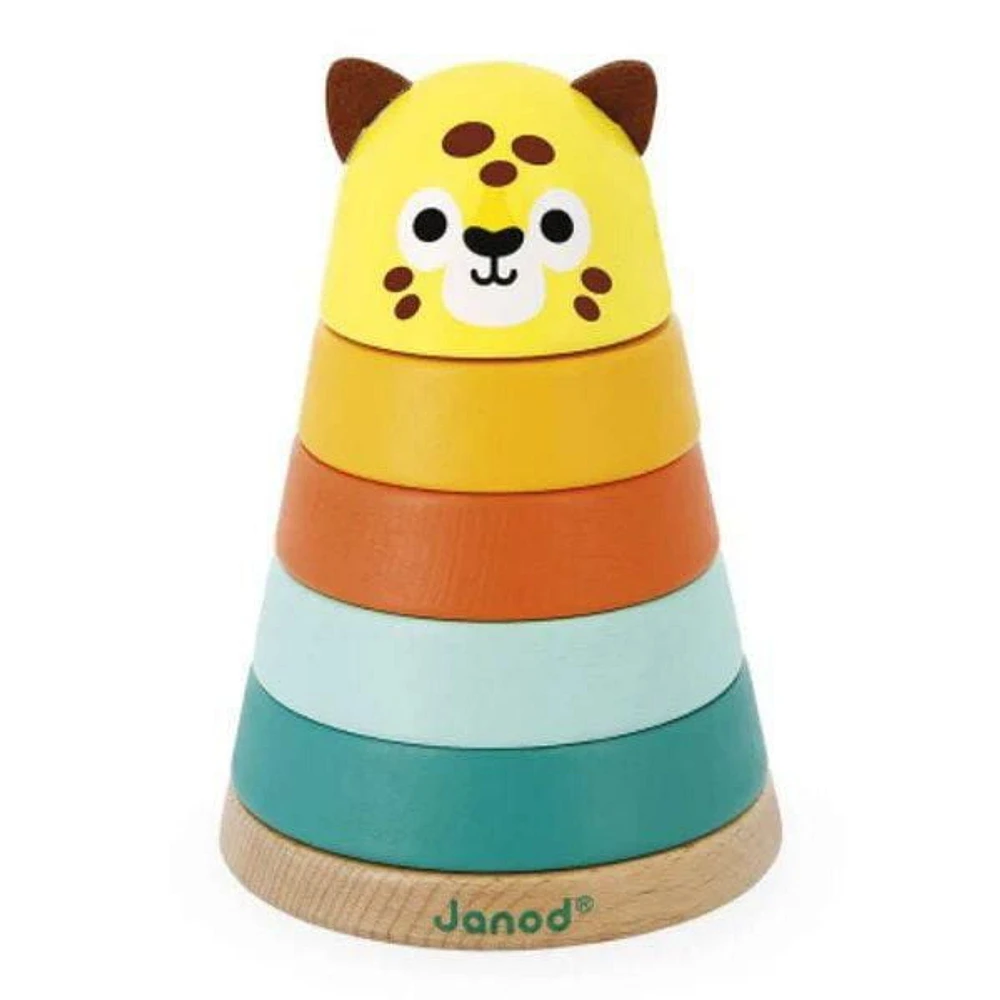 Janod Tropik Stack-Your-Own Jaguar - Wooden Stacking Toy for Toddlers - 12 months +