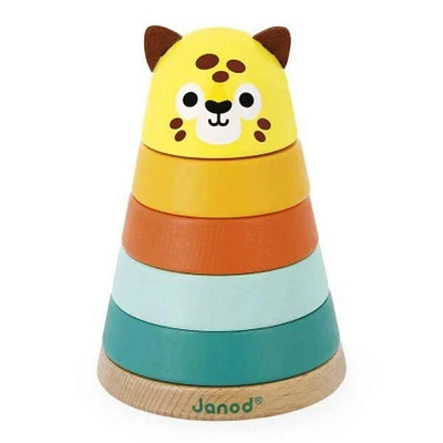 Janod Tropik Stack-Your-Own Jaguar - Wooden Stacking Toy for Toddlers - 12 months +