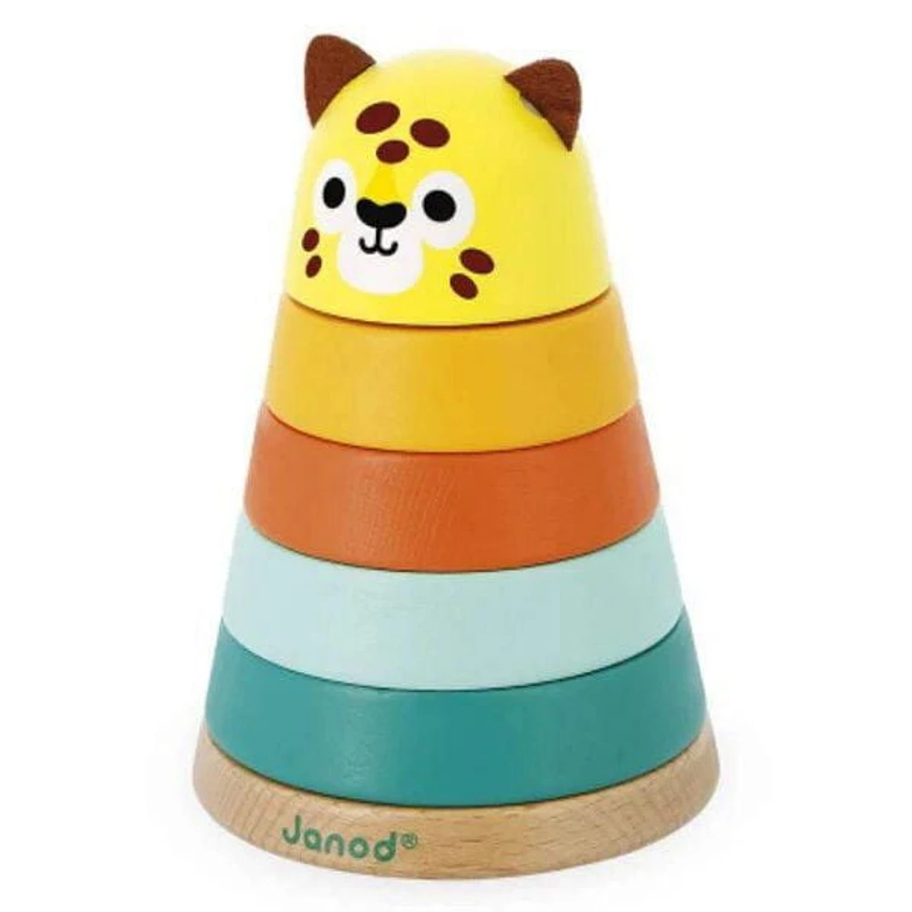 Janod Tropik Stack-Your-Own Jaguar - Wooden Stacking Toy for Toddlers - 12 months +