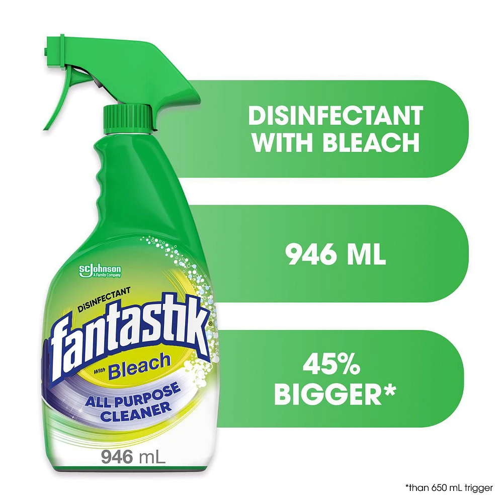 Fantastik® Disinfectant with Bleach All Purpose Cleaner, 946mL