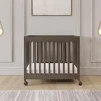 Boutique Compact Folding Mini Crib, Gray