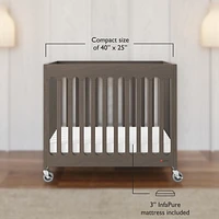 Boutique Compact Folding Mini Crib, Gray