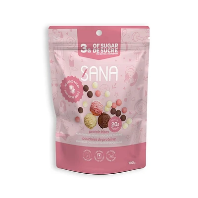 Sana Neapolitan Chocolate-Style Covered Protein Bites, No Added Sugar, 100g, Neapolitan Protein Bites 100g