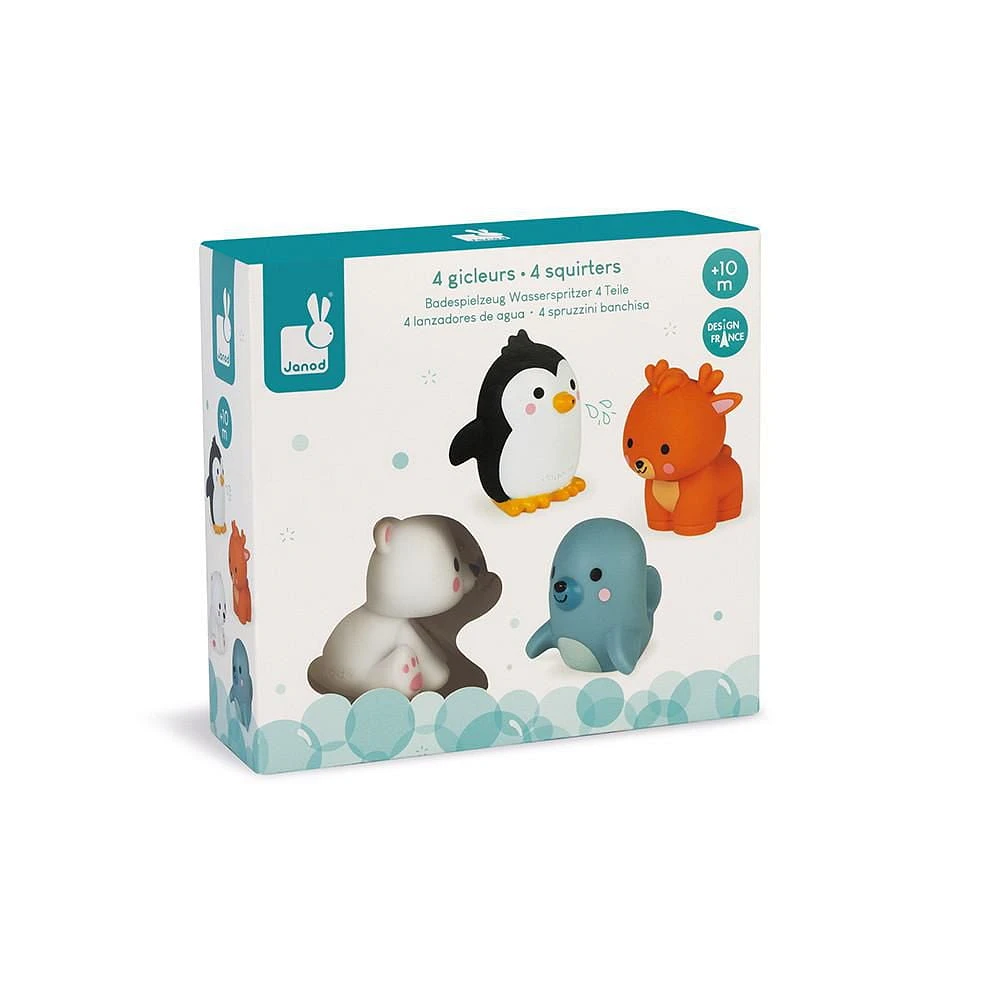 Janod Polar Animals Bath Squirters - Set of 4 Water Squirting Toys for Toddlers - From 10 months +